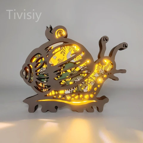 Snail Wooden Carving, Night Light, Bedroom Decor, Kid Gift, Holiday Gift